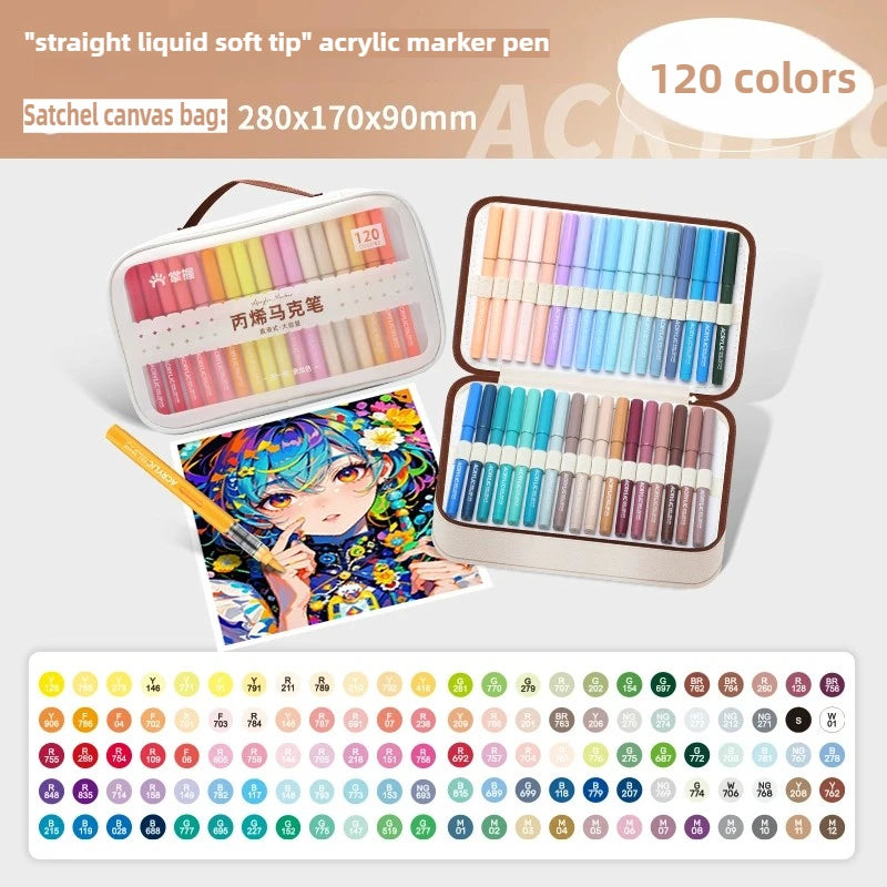 120/1 Colors Direct-Liquid Acrylic Brush Markers Pen Waterproof