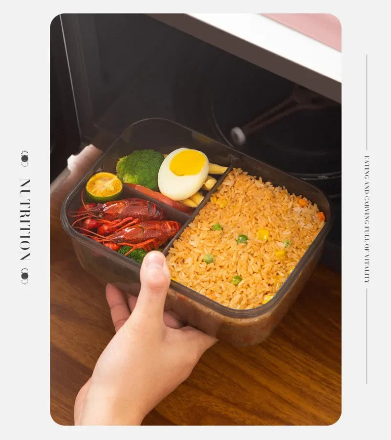 Lunch Box Tableware Office Workers Square Divided Microwave