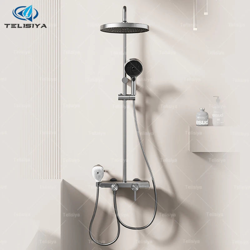 Bathroom Aluminum Gunmetal Gray Shower Silicone Brush Head