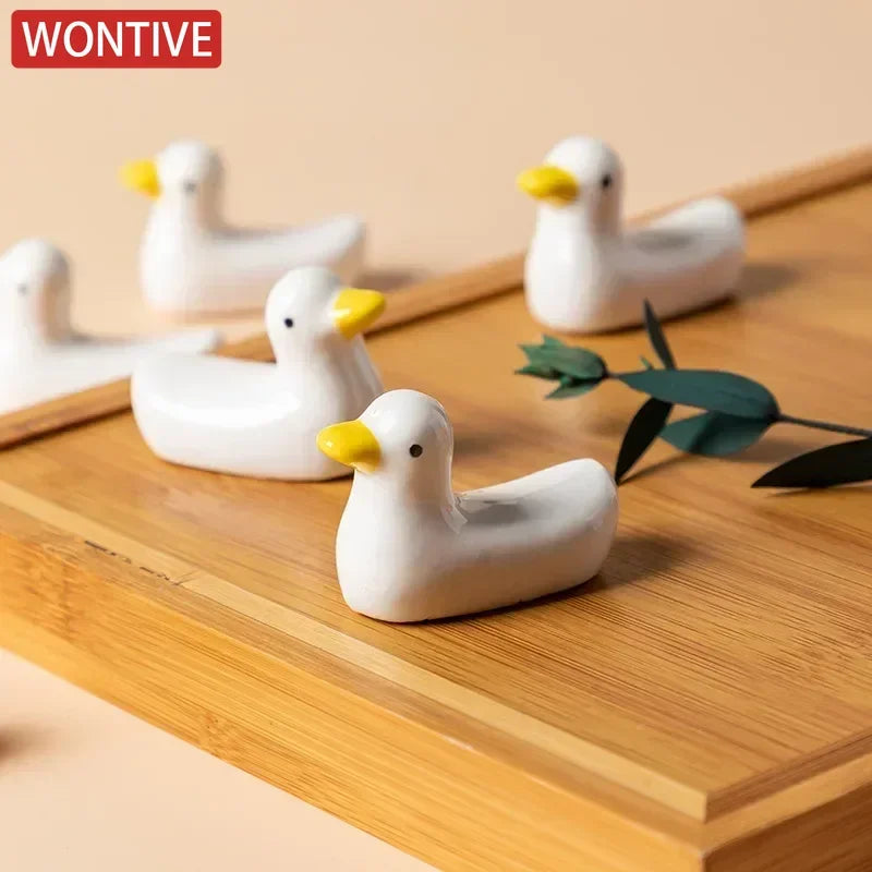 1-3pcs Duck Shape Ceramic Chopsticks Holder Spoon Rest