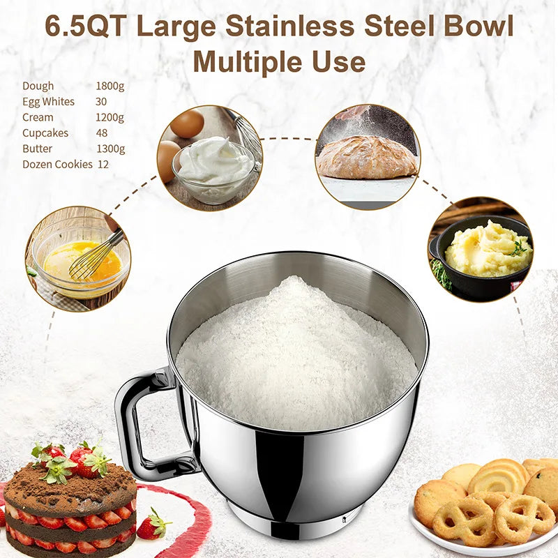Commercial Stand Mixer 1500w 5l Stainless Steel Bowl