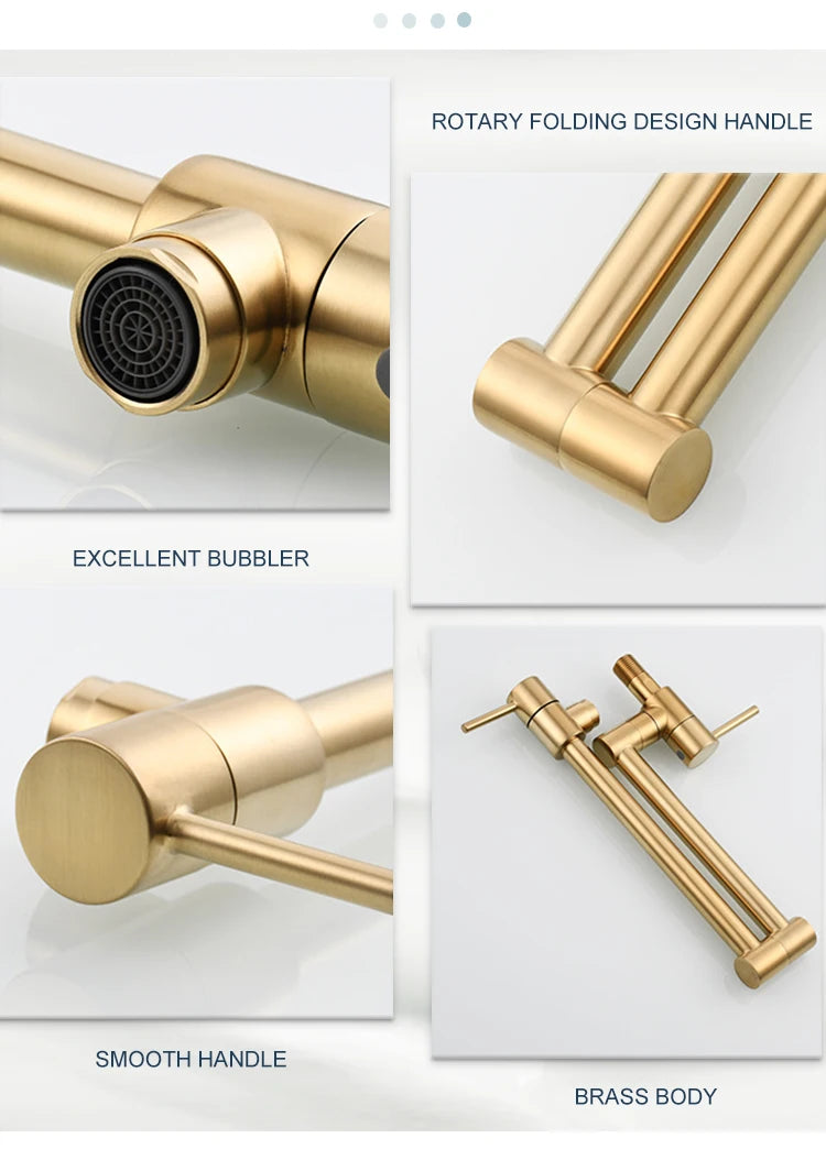 Brass Pot Filler Tap Wall Mount Foldable Faucet