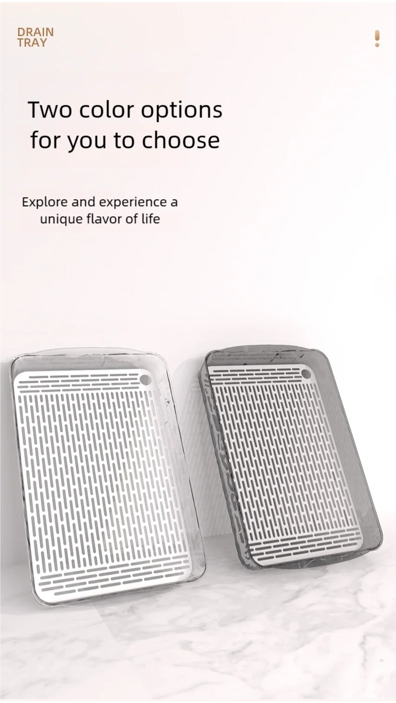 Double-Layer Rectangle Plastic Dish Drainer Fruit Dryer Tray