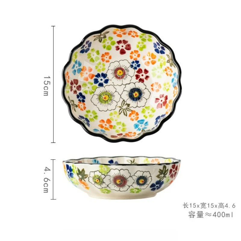 Ceramic Fruit Dessert Salad Bowl Plate Creative Retro