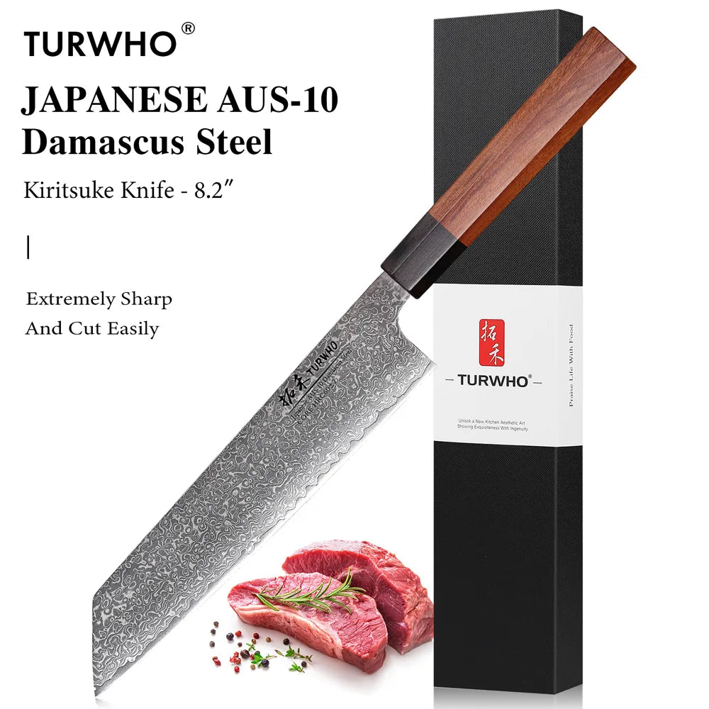 Turwho Hand Forged Japanese Chef Knife Damascus Steel