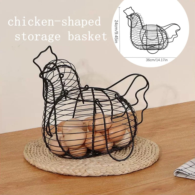 Homewares Chicken Shaped Eggs Collection Storage Iron Art