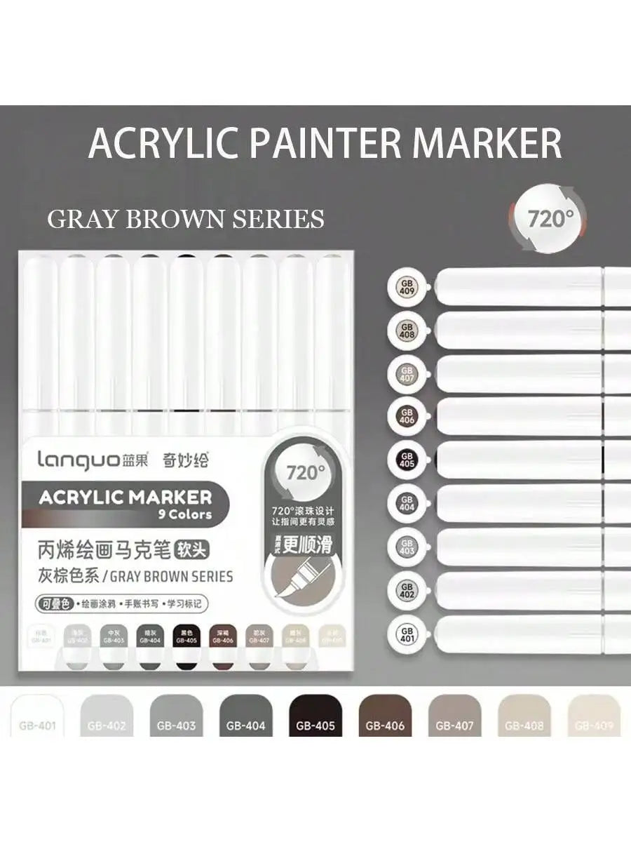 Languo 45-171 Colors Soft Brush Acrylic Marker Pen