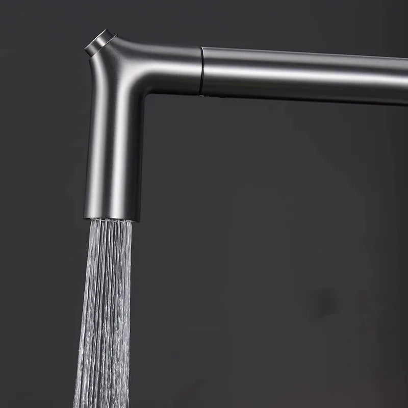 Brushed Gold Pull Out Faucet Tap Brass Crane