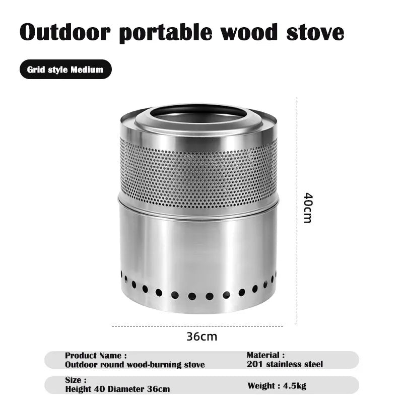 Camping Firewood Stove Folding Windproof Wood Burning Stove