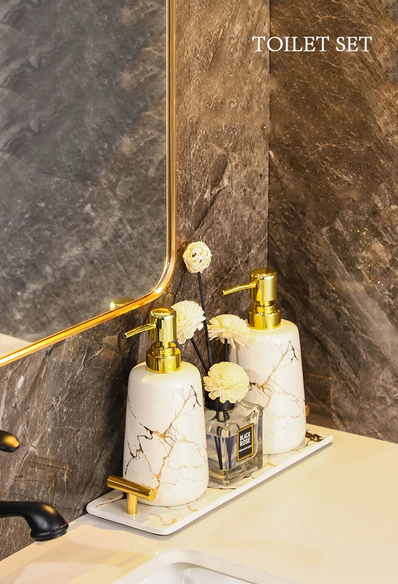Creative Marble Texture Ceramic Toothbrush Cup Bathroom Soap