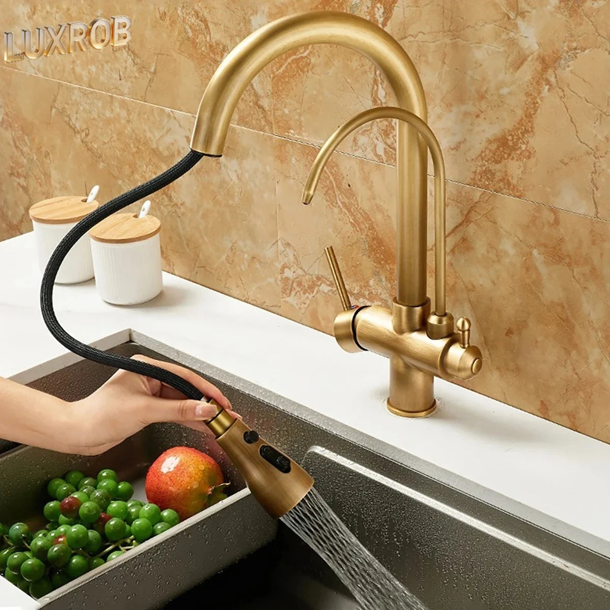Articulated Faucet Sink Mixer Tap Only Antique Bronze