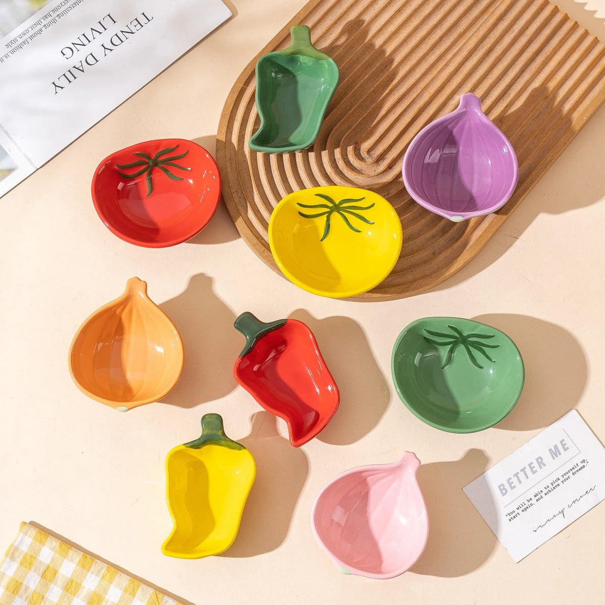 Sauce Dish Vegetable Shaped Ceramic Dipping Bowl Mini