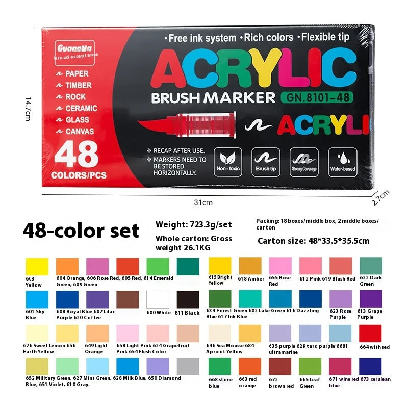12-240 Colors Acrylic Paint Pens Pencil Brush Markers