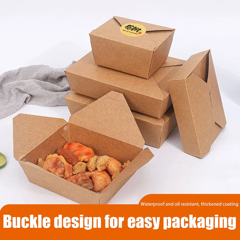 10pcs Disposable Fast Food Boxes Thickened Kraft Paper