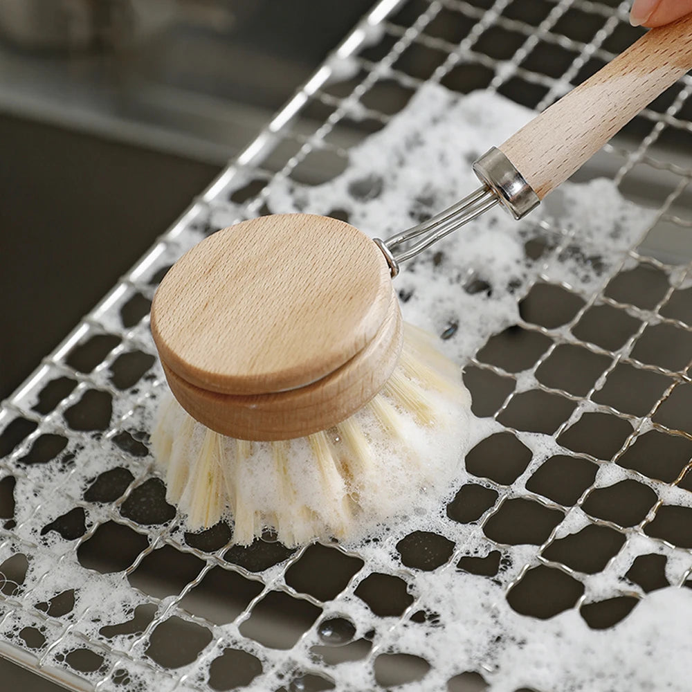 Wooden Dish Brush with Natural Sisal and Coconut Durable Portable Kitchen Cleaning Brush Eco Friendly Zero Waste