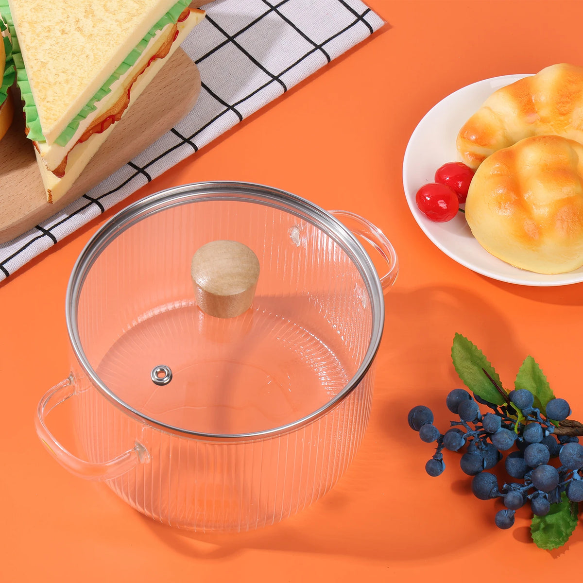 Glass Saucepan Clear Cooking Pot Lid 6l Heat