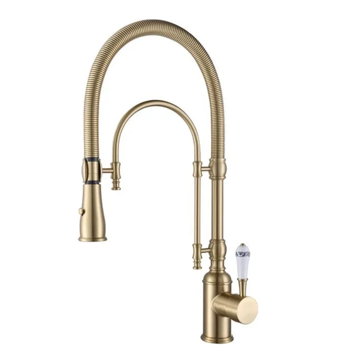 Ouio Solid Brass Dual-Function Faucet Pull-Down Sprayer &