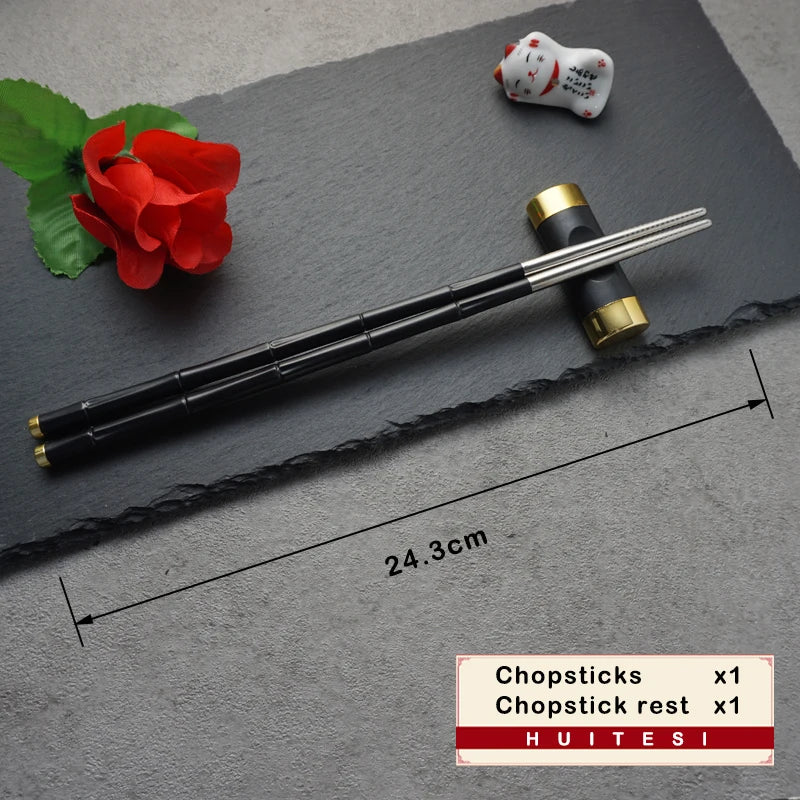 High-End Japanese Stainless Steel Chopsticks Metal Non-Slip Steel