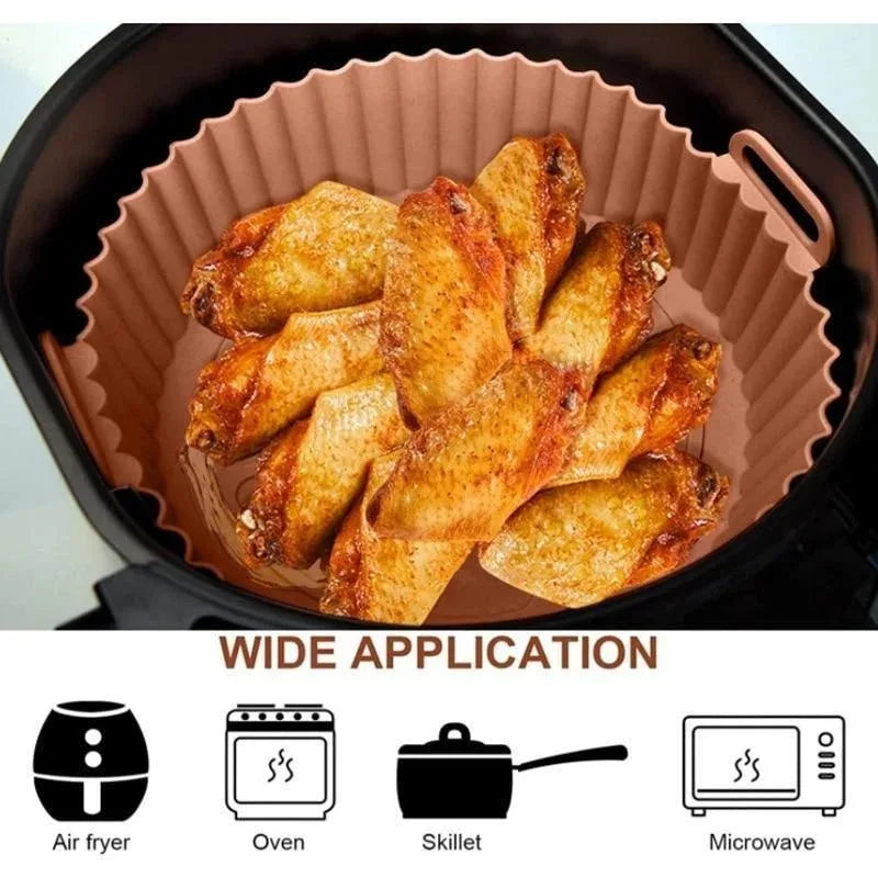 1pc Air Fryer Silicone Baking Tray Mat Circular