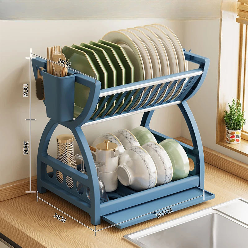 Stainless Steel Tier Dish Drying Rack Organizer Bowl