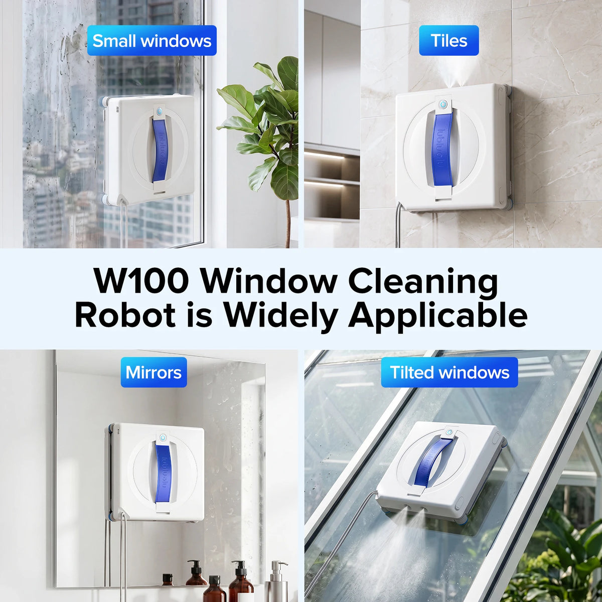 Robot Window Cleaner Lubluelu W100 Dual Water Spray
