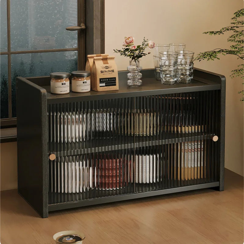 Desktop 2-Tier Countertop Storage Organizer Box Dustproof Fluted