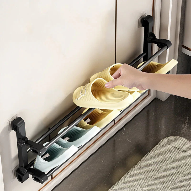 Wall Mounted Shoe Rack Punch Slipper Rack Bathroom