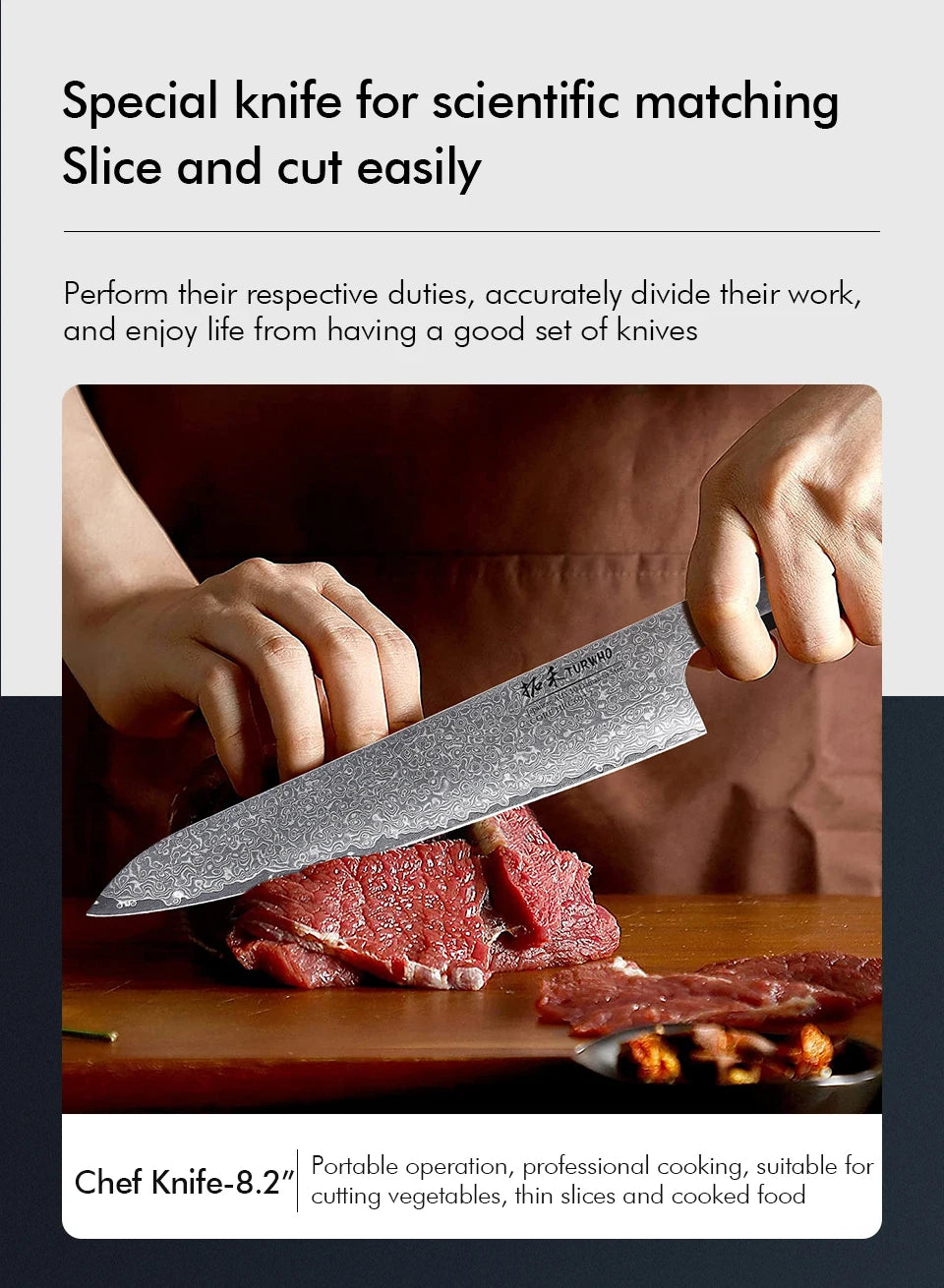 Turwho Hand Forged Japanese Chef Knife Damascus Steel