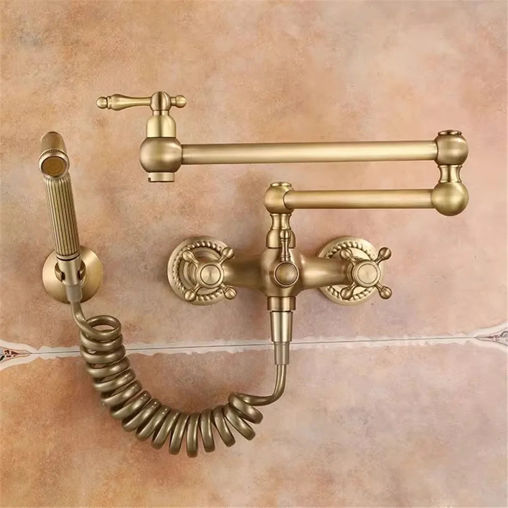 Wall Mounted Foldable Faucet Antique Bronze Pot Filler