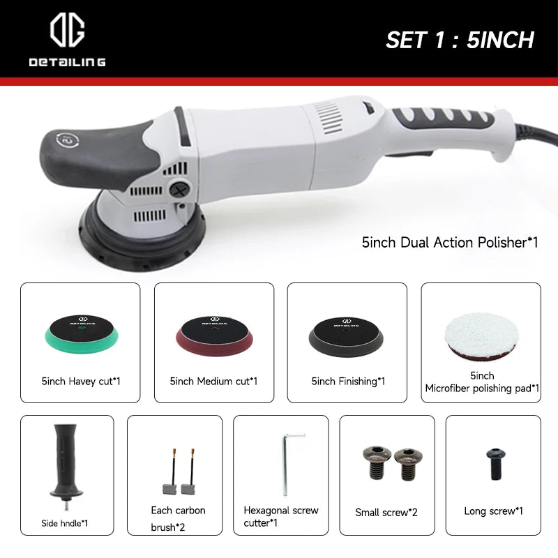 Detailing 5pcs Car Polisher 15mm/21mm Orbital Polisher Dual