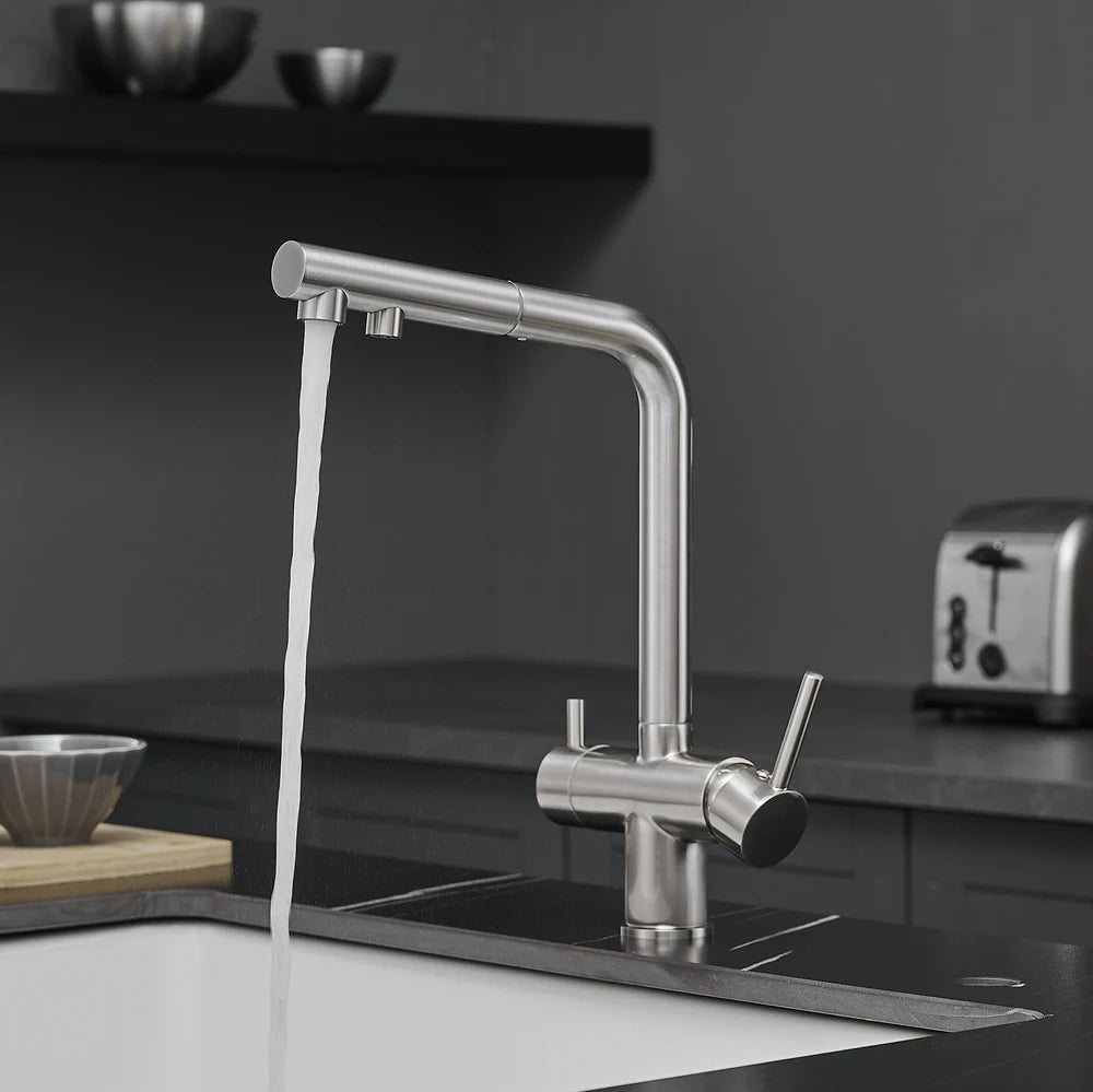 Copper Alloy Way Pull Out Filter Faucet Chrome