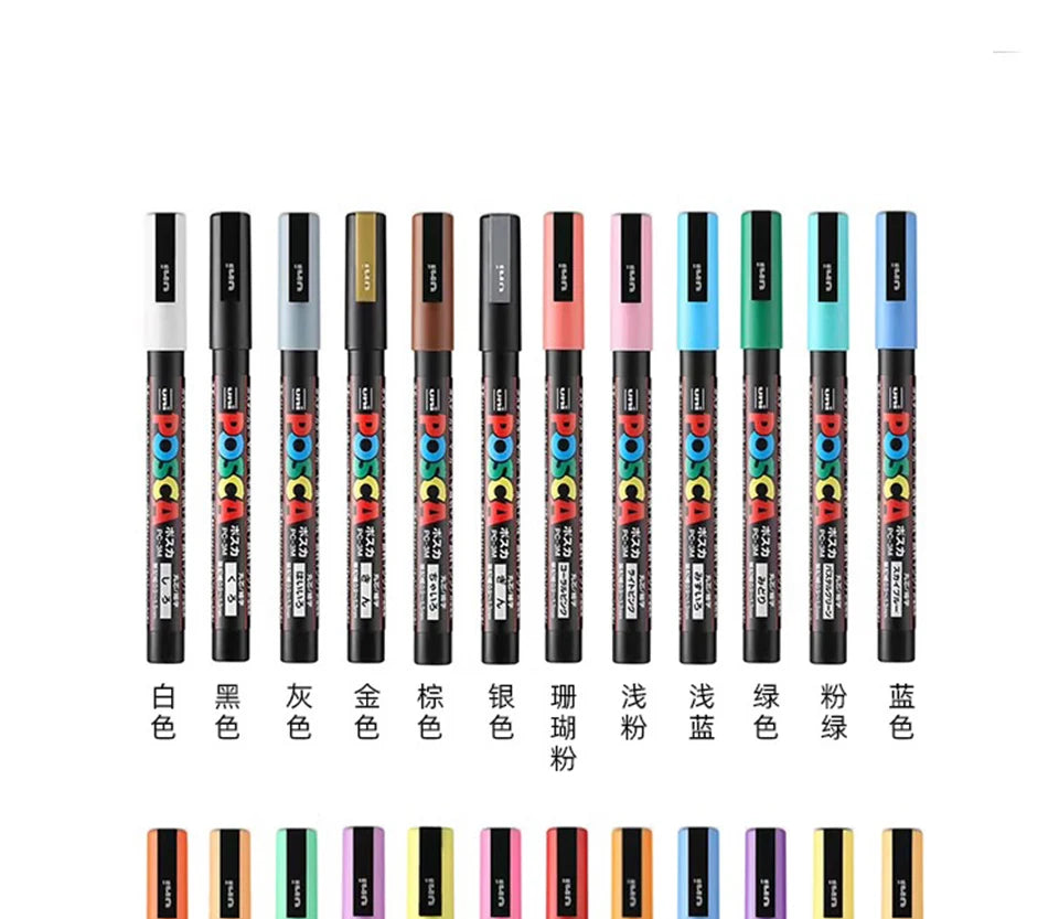 Uni Posca Markers Colors Pc-1m/3m/5m Acrylic Gift Box