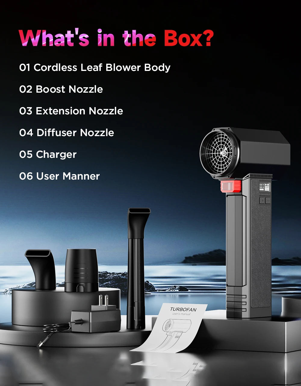 4000mah 4kg Thrust Air Blower Handheld Turbo Jet