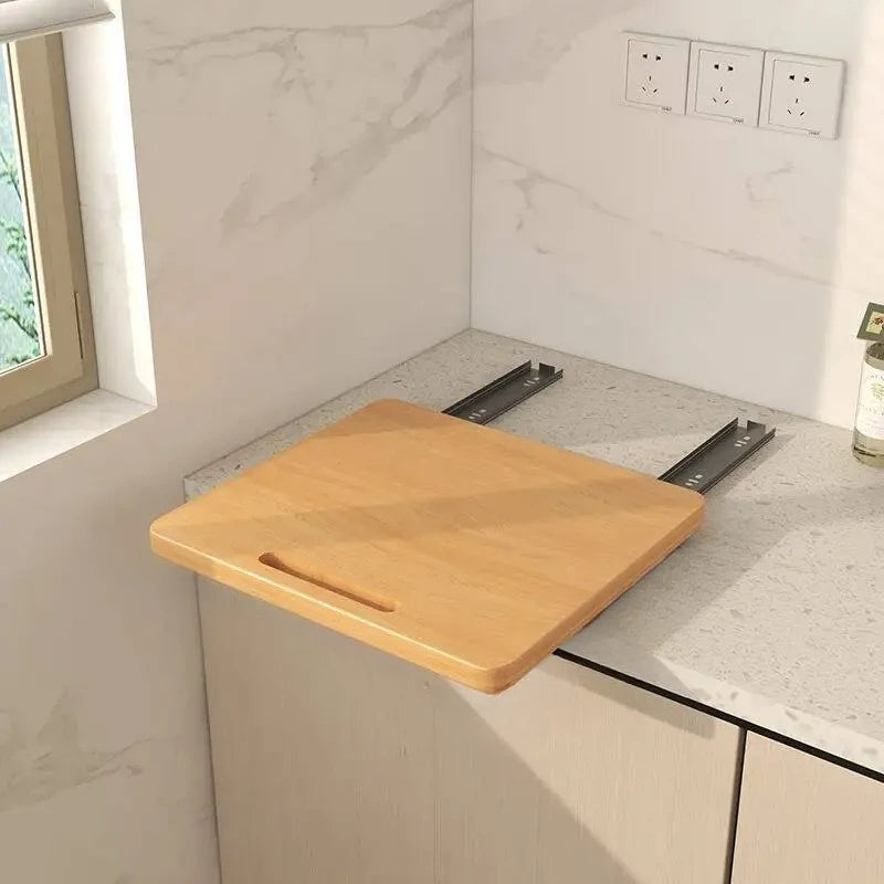 Solid Wood Pull-Out Tray Slide-Out Rack Microwave Rice
