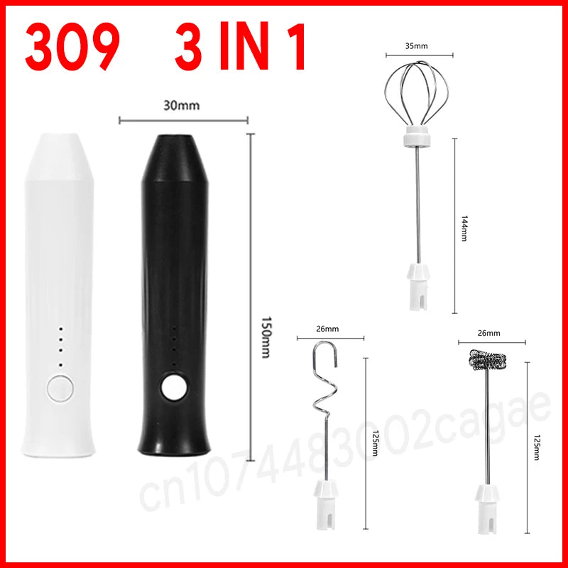 Electric Milk Frother Egg Beater Wireless Type-C Charging