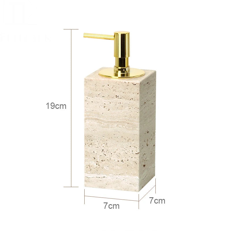 Beige Travertine Bathroom Natural Marble Soap Dispenser Soap