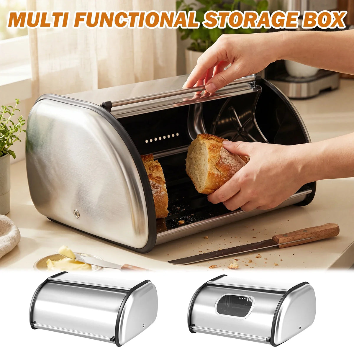 Stainless Steel Bread Box Large Capacity Bread Storage
