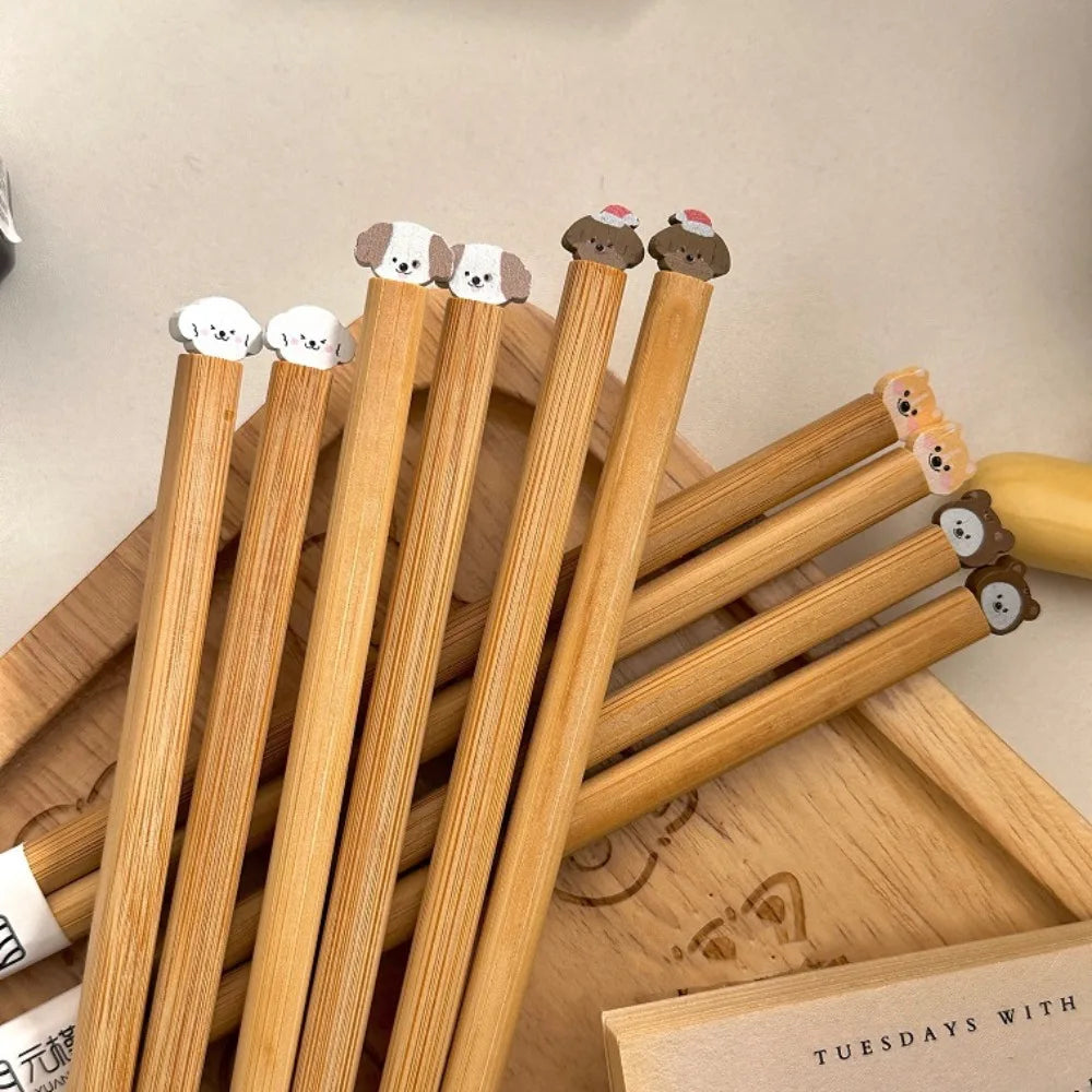 Cute Dog Cat Long Chopstick Animal Wooden Noodle