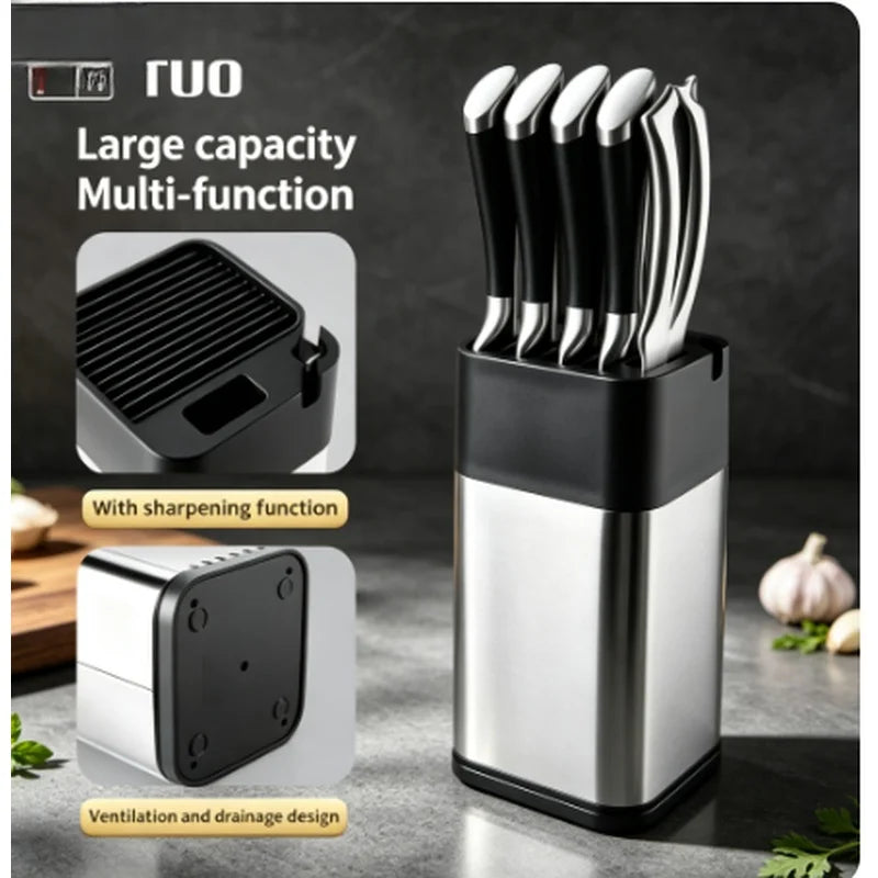 Xituo Stainless Steel Knife Holder Countertop Rack Built-In