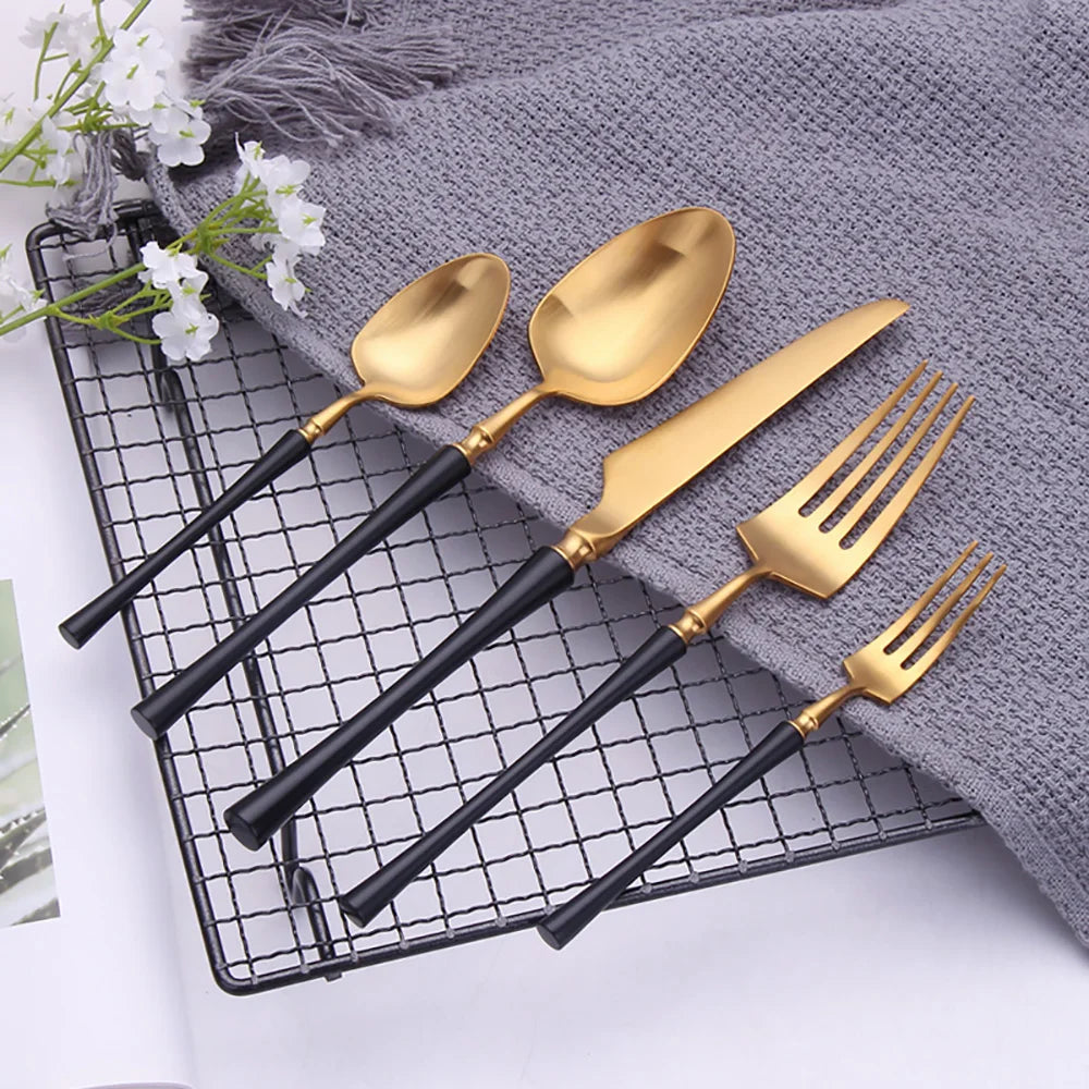 Pieces Knife Fork Spoon Gold Cutlery Complete Stainless