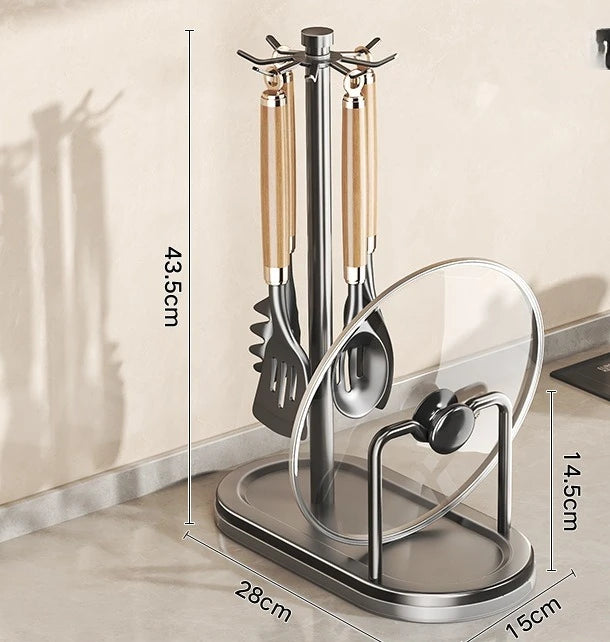 Utensil Stand Rotating Storage Hanger Hooks Countertop