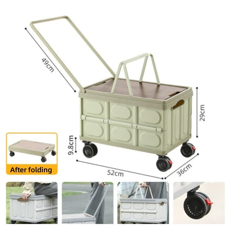 Foldable Camping Chopping Board Table Trolley Wheels Outdoor