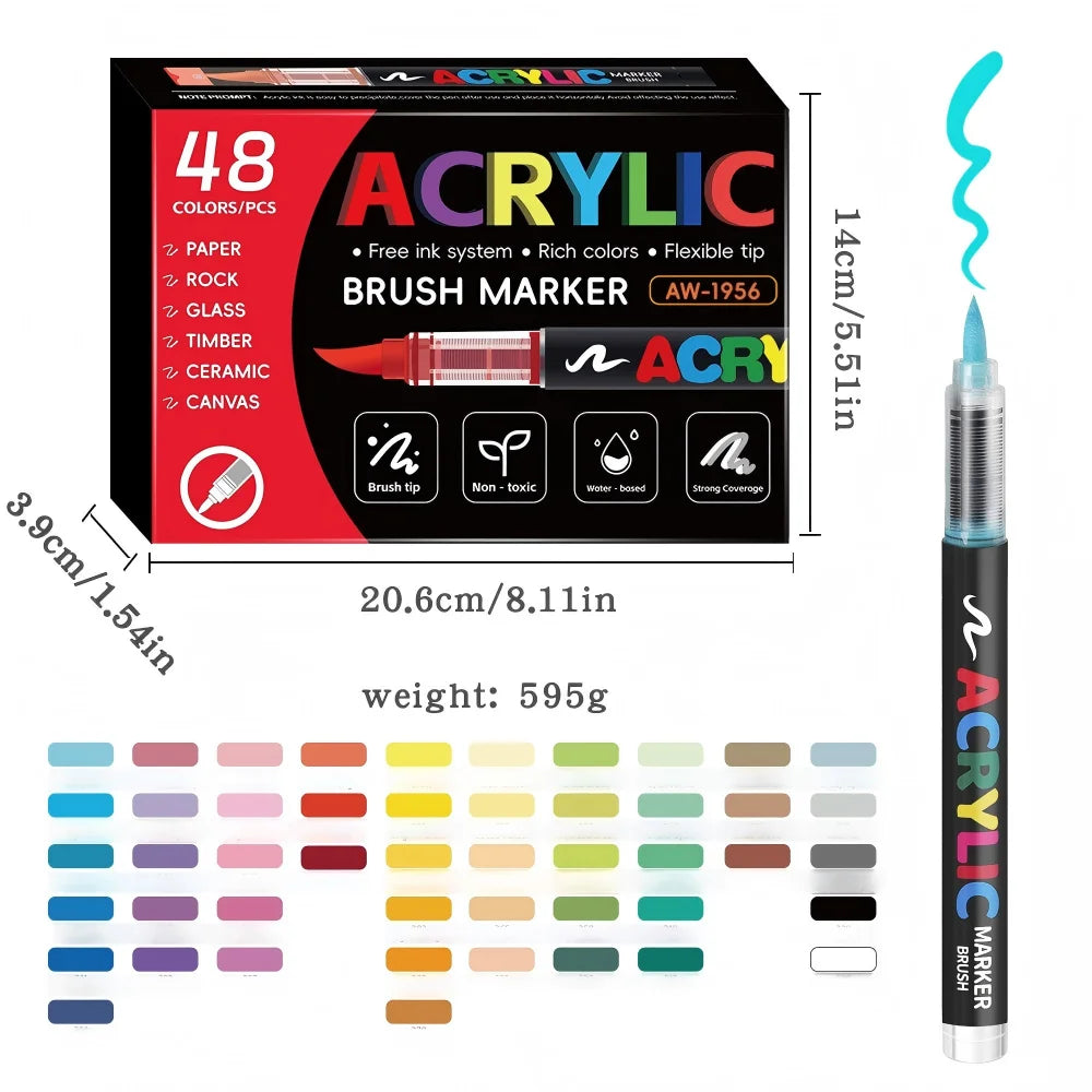 12-418 Colors Acrylic Paint Pen Markers Soft Brush