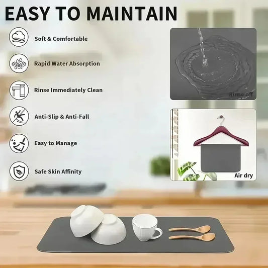 Minimalist Premium Counter Drying Mat Solid Color Quick-Dry