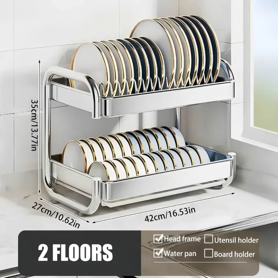 Dish Drying Rack Rustproof Big-Capacity Bowl Storage Shelf