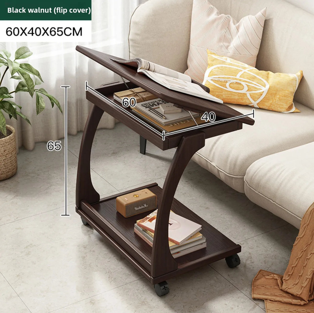 Mobile Solid Wood Coffee Table Living Room Storage