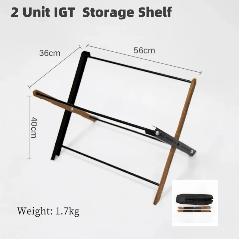 Lightweight Outdoor Camping Storage Shelf Folding Rack Double