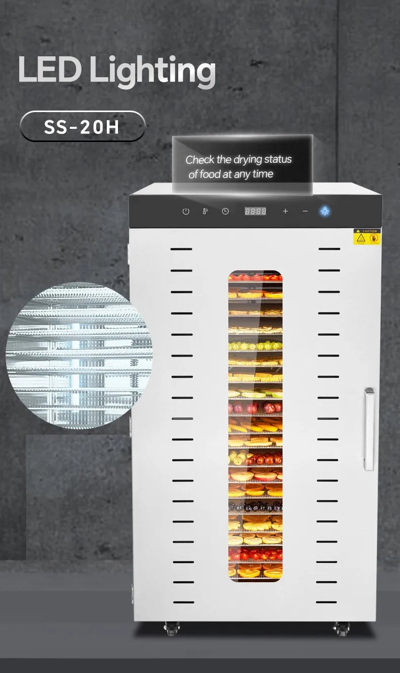 2000w Commercial Food Dehydrator 20 Trays Stainless Steel