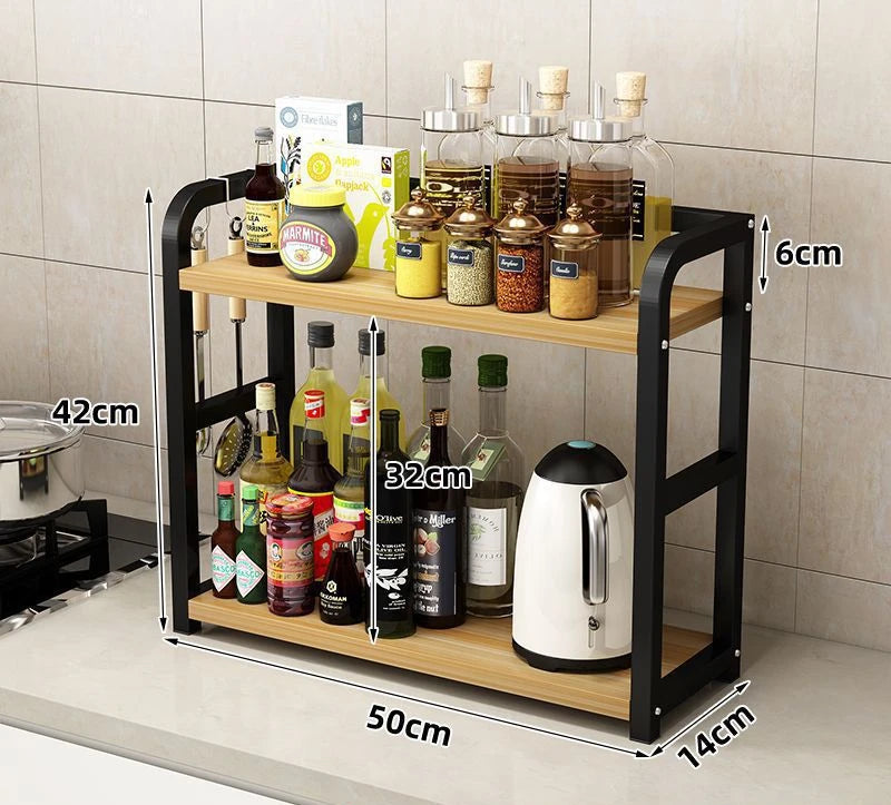 1pc 2-Tier Metal Countertop Shelf Space Saving Organizer