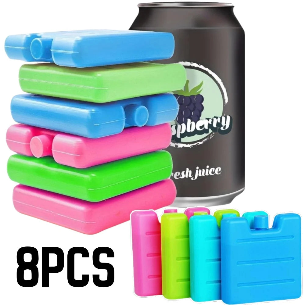 1/8pc Reusable Gel Ice Blocks Cooler Bag Stackable